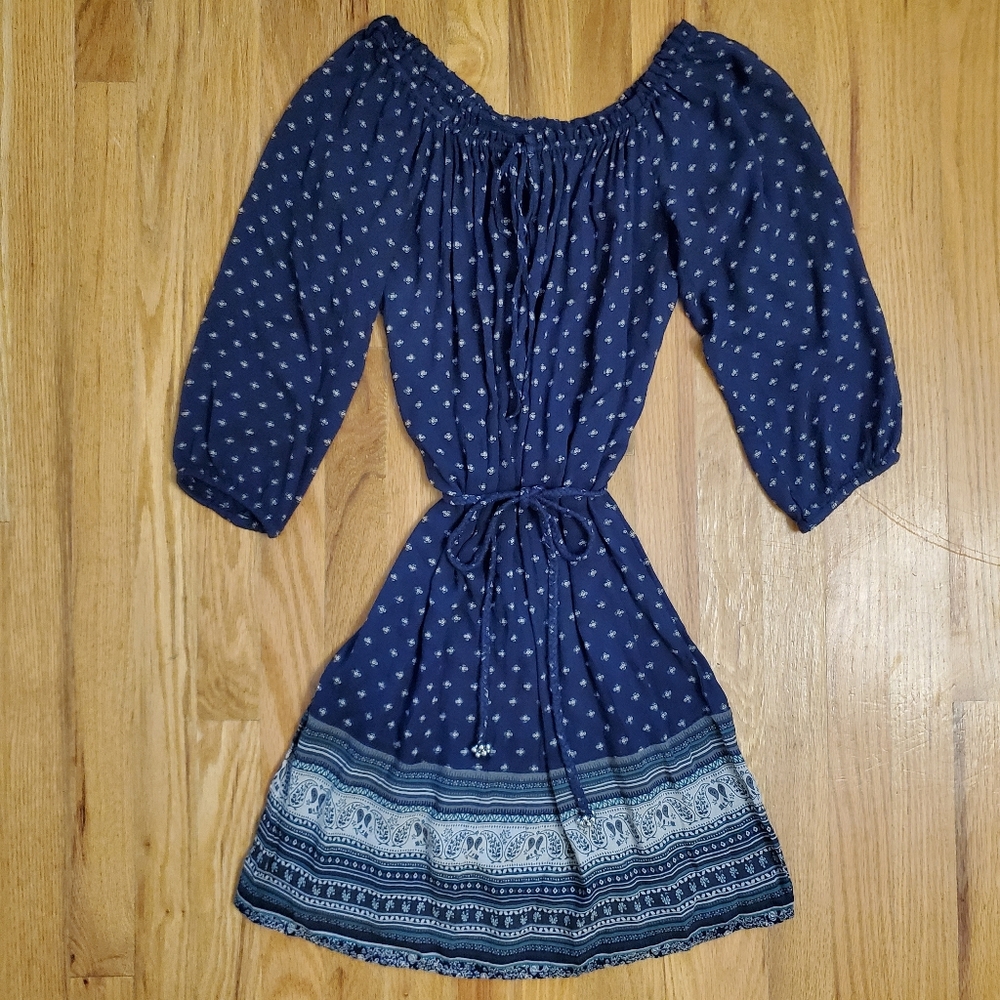 H&M L.O.G.G. Blue Boho Short Dress 2